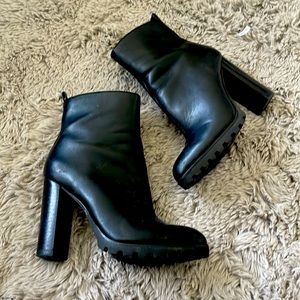 ALDO black leather ankle boots